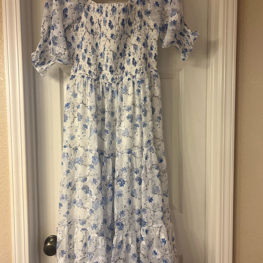 Floral Blue and White womens Dress